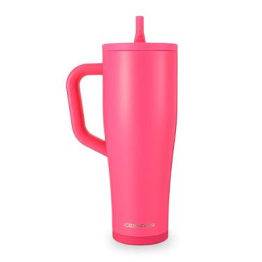Imagem de Ice Shaker Coqueteleira isolada de aço inoxidável | 1,134 g, rosa neon | fria por mais de 30 horas | Garrafa coqueteleira 2 em 1 | Garrafa sem odor para shakes de proteína, água, smoothies, coquetéis