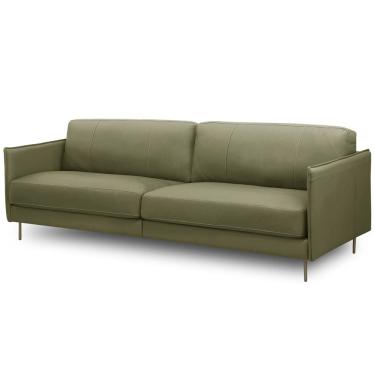 Imagem de Sofá 3 Lugares Para Sala Living Industrial 210cm Romero L06 Couro Verde Musgo - Lyam Decor