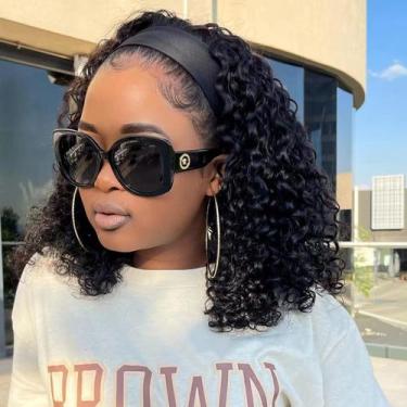 Imagem de Peruca com bandana Punmasa Deep Wave 150% de densidade de cabelo human
