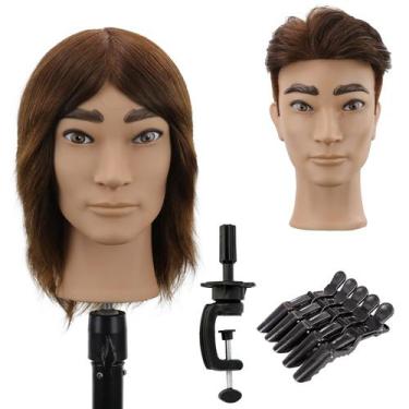 Imagem de Cabeça de manequim WDQXCQA, barbeiro masculino, cosmetologia, marrom e