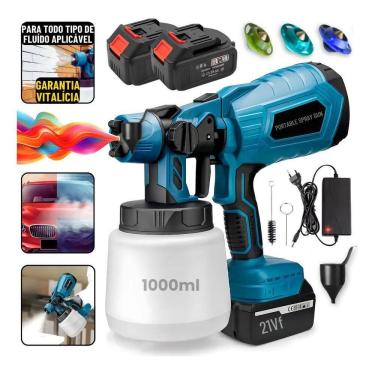 Imagem de 10X Pistolada Pintura Elétrica Pulverizadora 2 Baterias Por