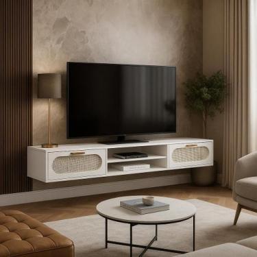 Imagem de Rack Suspenso Santorini 1.80m Estilo Moderno MDF Com 2 Gavetas Com Cor