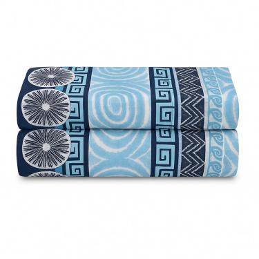 Imagem de Lençol De Cima Avulso Luar Estampado Queen 01 Peça Malha 100% Algodão - Azul Marinho Ge...