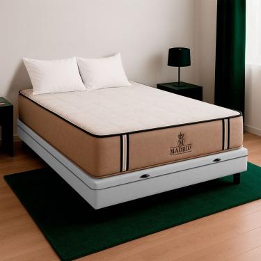 Imagem de Cama Box Viúvo E Colchão Madrid Molas V-store 128x188x28 Branco