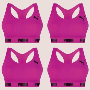 Imagem de Kit Com 4 Tops Puma Nadador Sem Costura E Sem Bojo Fitness Fit Para Academia Corrida Treino-Feminino