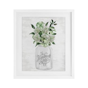 Imagem de Stupell Industries Impressão emoldurada branca de sabão artesanal Spring Botanicals sob vidro, design por Lettered and Lined, 53 x 43 cm