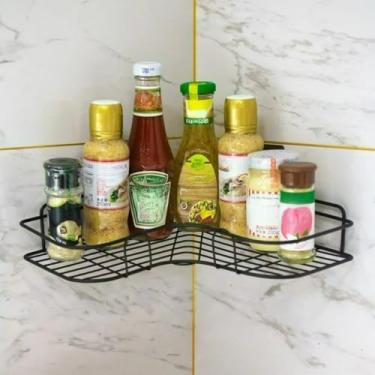 Imagem de Prateleiras Suporte Com Adesivos Para Parede Banheiro Cozinha Lavanderia Shampoo Sabonete (1 PEÇA CANTO)