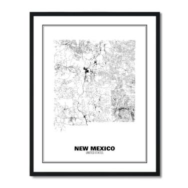 Imagem de Susie Arts Pôster de arte abstrata de mapa de rua do Estado do Novo México, 28 x 35,5 cm, sem moldura, decoração de parede, escritório em casa, escola, sds028