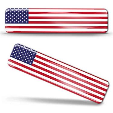 Imagem de 2 adesivos 3D abobadados de silicone decalques EUA bandeira nacional americana carro motocicleta capacete F 27