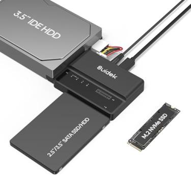 Imagem de Adaptador NVMe M.2 para SATA IDE, leitor de disco rígido USB 10 Gbps sem ferramenta PCIe NVMe, conversor suporta chave M de qualquer tamanho SSD M.2, HDD SATA 2,5/3,5 e HDD IDE 3,5