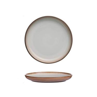 Imagem de Prato de serviço prato redondo de bife para uso doméstico, elegante vitrificada sobremesa salada prato de macarrão, prato de jantar seguro para micro-ondas e lava-louças, cores sortidas. Pratos (cor