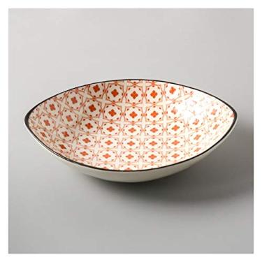 Imagem de Prato de serviço em estilo japonês, prato de cerâmica para uso doméstico, personalidade criativa, placa de jantar colorida, prato quadrado, 20 cm, prato de arroz (cor: E)