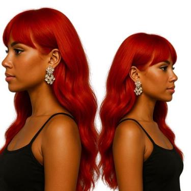 Imagem de Peruca Super Natural Ondulada com Franja Orgânica Com Ajuste Interno +