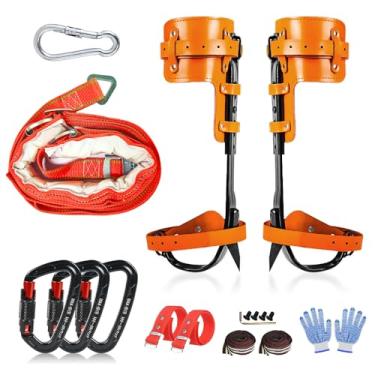 Imagem de Auckyeer Conjunto de equipamentos de escalada de árvores, pontas ajustáveis para escalada de árvores, ferramenta de escalada de árvores para trabalho em árvores