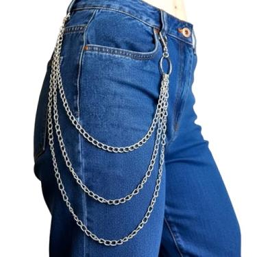Imagem de Millennials In Motion Calça jeans corrente cinto lateral clipe punk gótico kpop jeans
