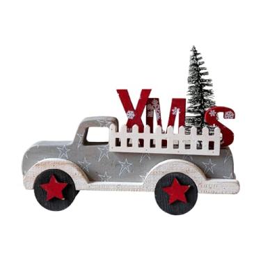 Imagem de shamjina Enfeite de madeira para caminhão, placa de madeira, decoração de mesa de Natal, decoração rústica de Natal para mesa, prateleira de casa, sala de, Cinza
