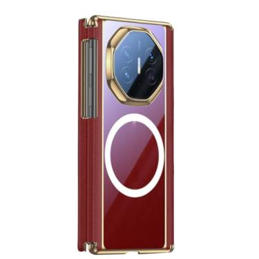 Imagem de LYJSMGZ Capa transparente para Huawei Mate XT, fina dissipação de calor dupla dobradiça proteção capa magnética galvanizada, vermelha, Mate XT