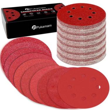 Imagem de Discos de lixar Pukamam 100 unidades de 5 polegadas, grão 60-2000 para