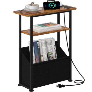 Imagem de Mesa lateral Yusong Narrow para espaços pequenos com armazenamento mar