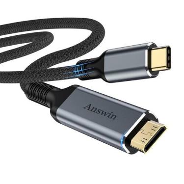 Imagem de Cabo Answin USB C para Mini HDMI 4K @30Hz /2K @60Hz /1080P 3 pés