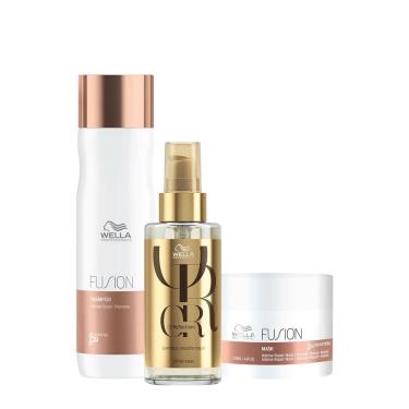 Imagem de Kit Wella Professionals Fusion Shampoo Máscara e Oil G (3 produtos)