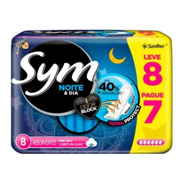 Imagem de Absorvente Sym Noite & Dia Cobertura Suave com Abas Leve 8 Pague 7