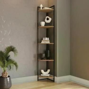 Imagem de Estante de Canto Industrial com 4 Nichos - Freijó/Preto - Kappesberg, 