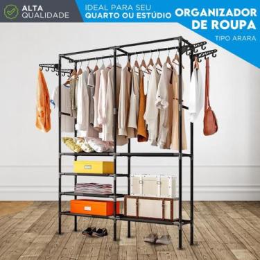 Imagem de Guarda Roupa Arara Portátil Organizador de Roupas COM Prateleiras e Di
