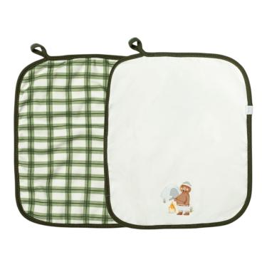 Imagem de Kit 2 Babinhas Paninho de Boca Camping Xadrez Verde -Hug