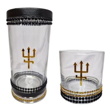 Imagem de Kit Porta Vela E Copo Exu Do Ouro Tridente + Presente