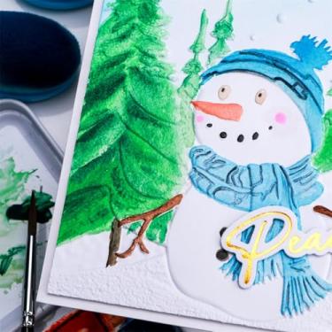 Imagem de Pasta de gravação em relevo 3D, árvore 3D, boneco de neve, pasta de plástico em relevo para scrapbooking, papel, artesanato, artesanato, scrapbooking, artes, decoração de scrapbook