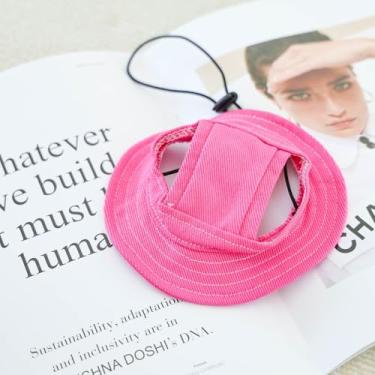 Imagem de Chapéu de pescador de animais de estimação cor sólida elegante ajustável boné para cães moda gato proteção solar acessório para cabeça adequado para 3-7 kg