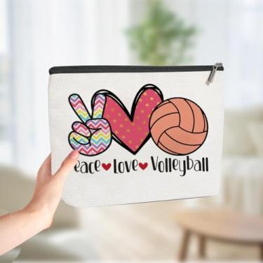 Imagem de Bolsa de maquiagem divertida para presentes de vôlei, bolsa de cosméticos, acessórios de vôlei, presentes de agradecimento para mulheres, treinadoras, professoras, meninas, equipes, irmãs, viagens
