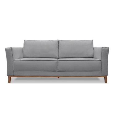 Imagem de Sofá 3 Lugares Base De Madeira Grace 230 Cm Linho S04 - D'rossi Cor Cinza