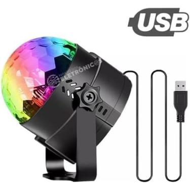 Imagem de Mini Globo de Luz LED RGB, 3W, com Bluetooth, USB, Refletor para Festas e Decoração de Quartos