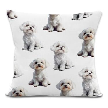 Imagem de Yorhifa Capas de almofada de cachorro maltês 45 x 45 cm, presentes para donos de cães, presentes para amantes de cães, capas de almofada para sofá, decoração de quarto de casa