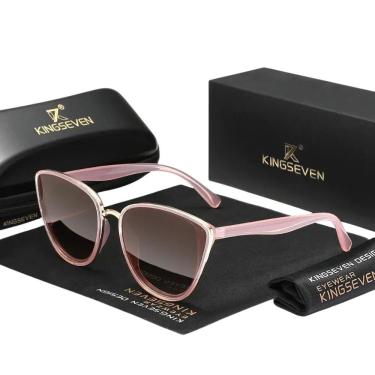 Imagem de Óculos De Sol Com Armação Triangular Feminino Kingseven Retrô Vermelho