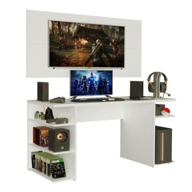 Imagem de Mesa Gamer e Painel para TV até 50 Polegadas Branco Madesa