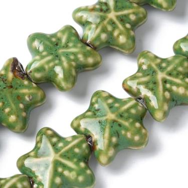 Imagem de Contas de porcelana feitas à mão estrela do mar forma de estrela do oceano contas espaçadoras soltas de cerâmica para fazer joias, colar, pulseira, brinco, chaveiro, médio, verde mar, cerca de 20