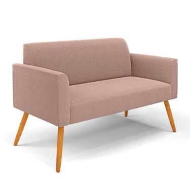 Imagem de Sofá 2 Lugares Namoradeira Pé Palito Castanho Marisa Bouclê Rosê D03 - D'rossi