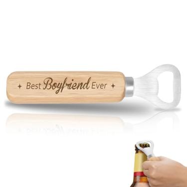 Imagem de Presentes de aniversário para namorado - Best Boyfriend Ever Gifts Abridor de garrafas de madeira Abridor de lata de madeira Divertido Dia dos Pais Natal Aniversário Ação de Graças Páscoa Ideias de