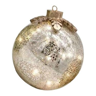 Imagem de Esquirla Bola de vidro com luzes LED, enfeite de Natal, decoração de mesa, luminária de luz quente para clube, janela, Dia de ação de Graças, Branco