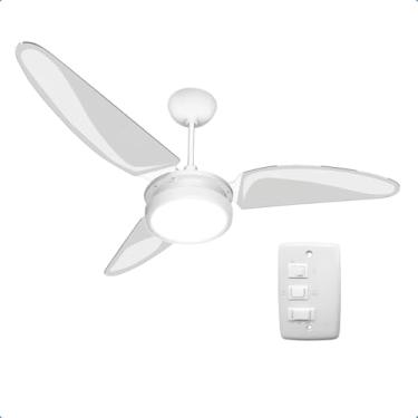 Imagem de Ventilador de Teto à Prova de Maresia Umidade Pás Policarbonato LED Branco 6500K Beltempo Maris 220V (Branco/Transparente)