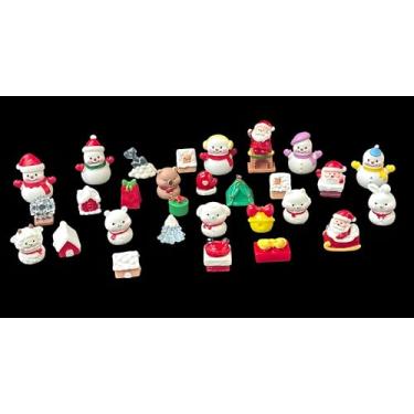 Imagem de Mini enfeites de resina de boneco de neve, conjunto de estatuetas em miniatura de Natal, enfeites de árvore de sino de Natal para fazer garrafas de paisagem de aquário faça você mesmo, decorações