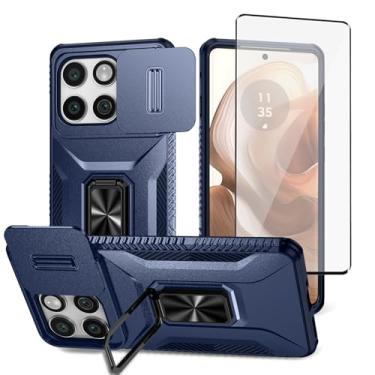 Imagem de Asuwish Capa de telefone para Samsung Galaxy S25 Edge com capa de câmera deslizante de vidro temperado protetor de tela suporte suporte de celular fino robusto protetor de celular S25Edge 25S S 25