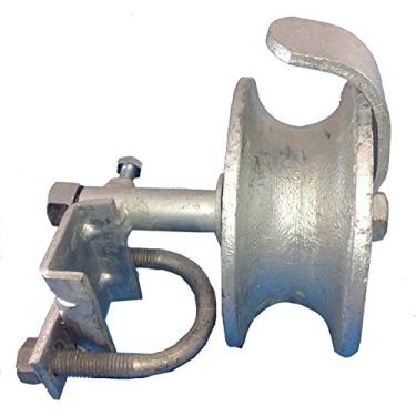 Imagem de Roda de trilho de portão de rolamento para cerca de elo de corrente deslizante Roda de ferro fundido resistente com revestimento galvanizado, guia de rolo traseiro com ferragens da L.A. Ornamental