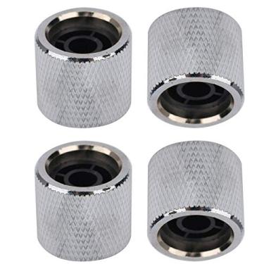 Imagem de RiToEasysports Metal Baixo Botão Cúpula Requintado Escudo Incrustado Tom Controle de Volume Peças Guitarra para Entusiastas da Guitarra 4pcspack (Prata)