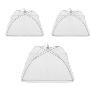 Imagem de 3 Tampas Mosquiteiro para Alimentos | Protetor de Comidas Flexível em Poliéster Dobrável