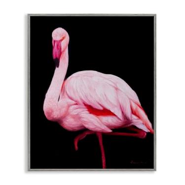 Imagem de Stupell Industries Flamingo contrastante em arte giclée emoldurada preto e branco, design de James Corwin, 76 x 61 cm