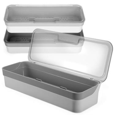 Imagem de Hpmjz 2 bandejas de talheres com tampa e escorredor, organizador de gaveta de cozinha de grande capacidade, bandeja de talheres, suporte de utensílios, recipiente de armazenamento para talheres de